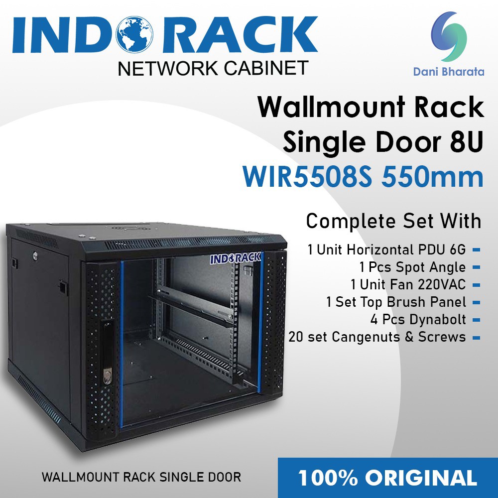 Wallmount Rack Single Door 8U WIR5508S 550mm