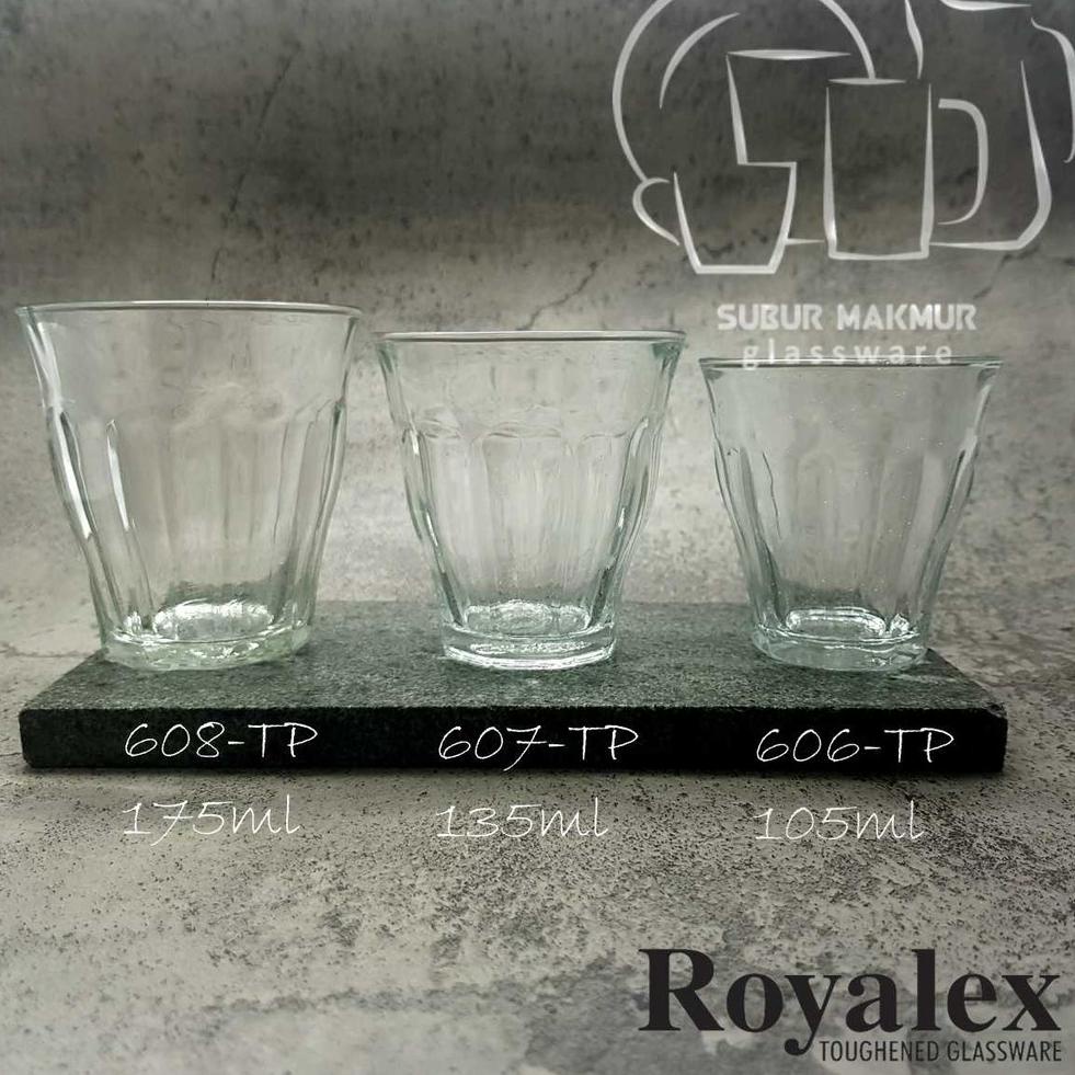 [KODE PRODUK 0I97S9259] [6 Pcs] Gelas Kopi Royalex (607TP) Tampered Kedaung. Americano / Cappucino /