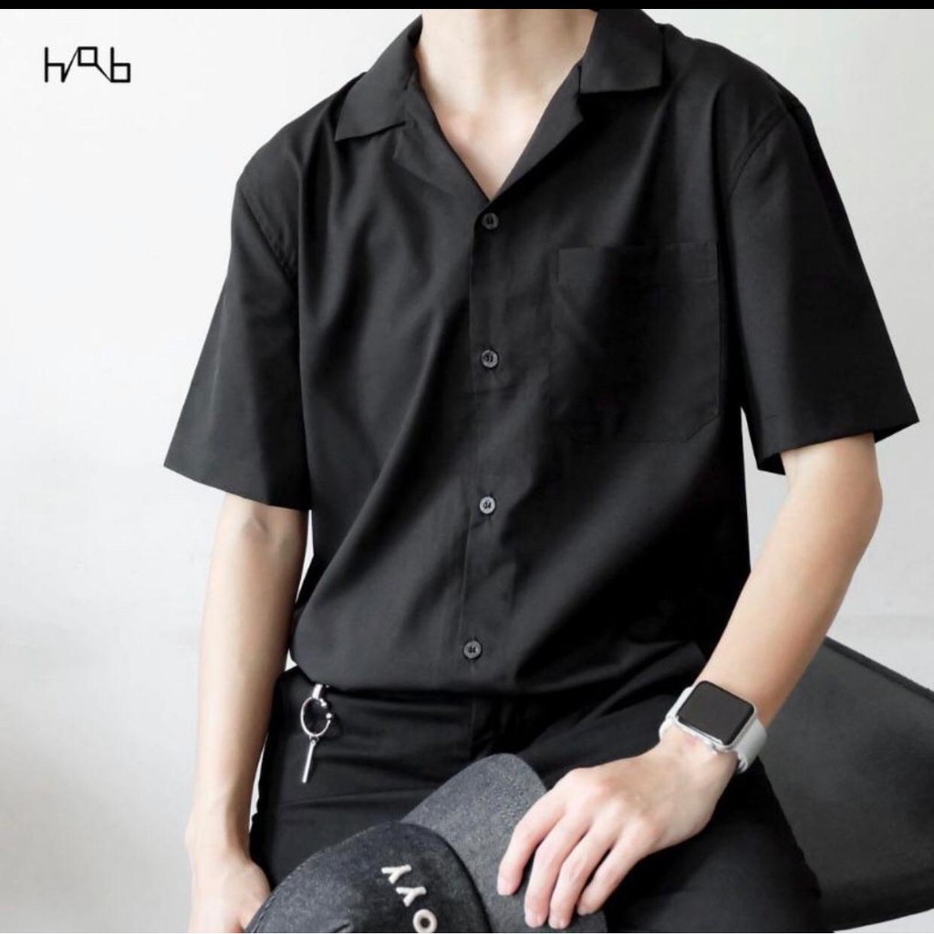 Kemeja Oversize Earth Tone / Kemeja Pria Santai Polos Lengan Pendek