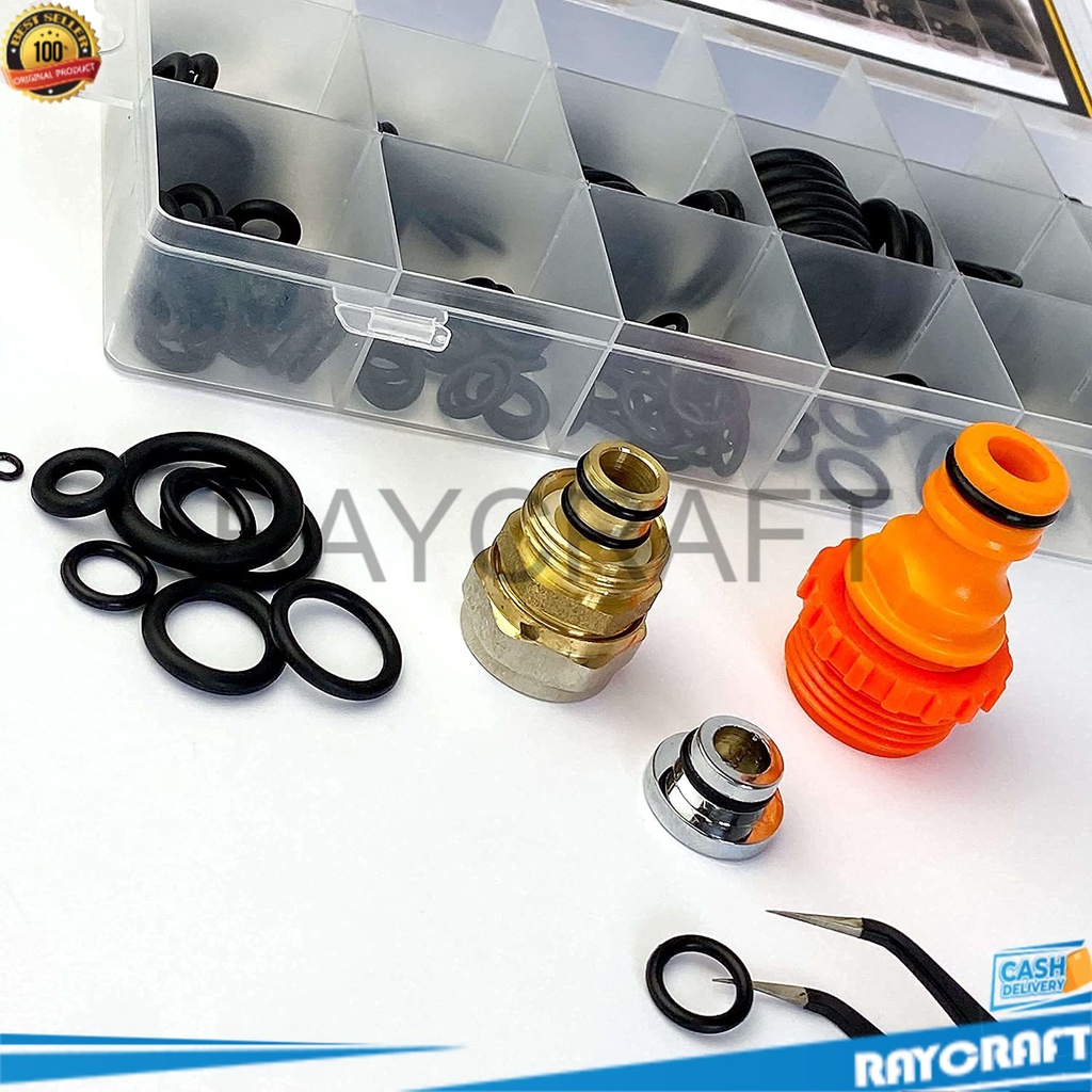 Karet Rubber O Ring Seal Tightening 225 PCS O Ring Kit Rubber O Rings Assortment - 225 Pcs 18 Sizes for Automotive, Gasket Fuel Resistant Faucet Plumbing Assorted Sealing Washer, Piece Repair NBR, Removal Tool and Silicone GreaseRC