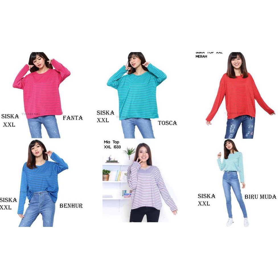 Belle Fashion Kaos Jumbo XXL Salur Murah Wanita Kekinian Baju wanita terkini kekinian Atasan wanita