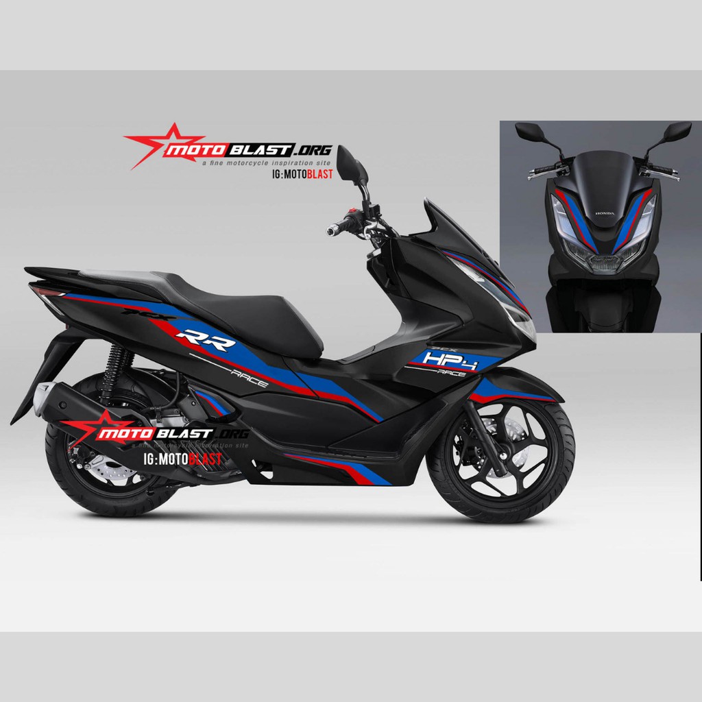 Decal Stiker Non Full Honda PCX 160 HP4Race Black Motoblast