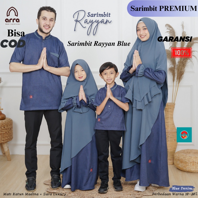 Baju Gamis Couple Keluarga Sarimbit Koko Ayah Gamis Ibu Anak Cowok dan Anak Cewek Series Rayyan Navy