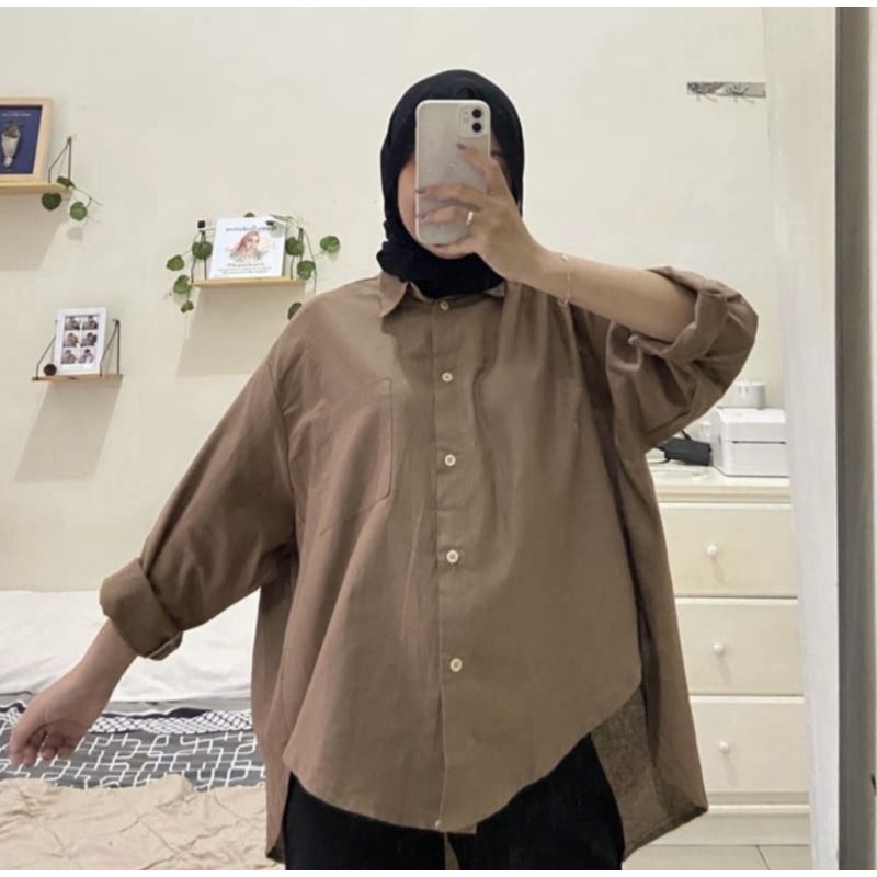 ARKA SHIRT KEMEJA LINEN OVERSIZE WANITA