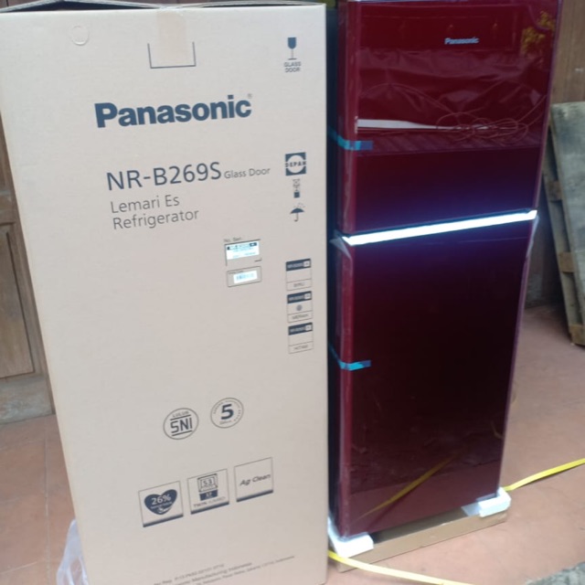 Lemari Es Kulkas 2 Pintu Panasonic NR-B269S Alowa+ Glass Door