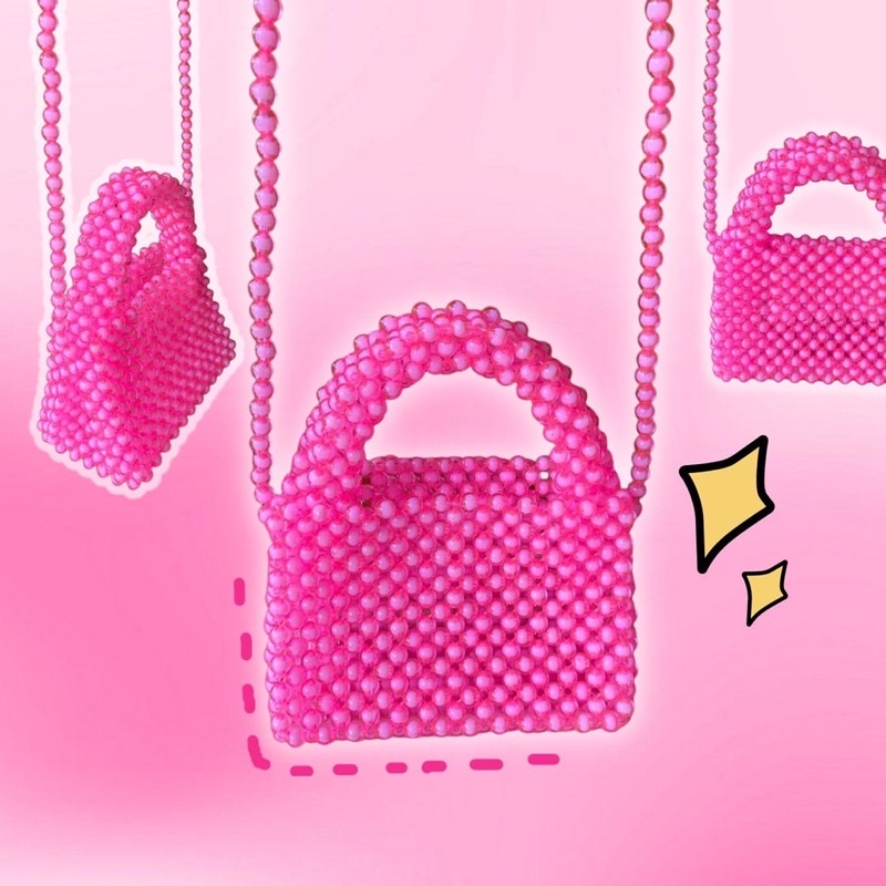 Fuschia bead bag / Tas manik pink