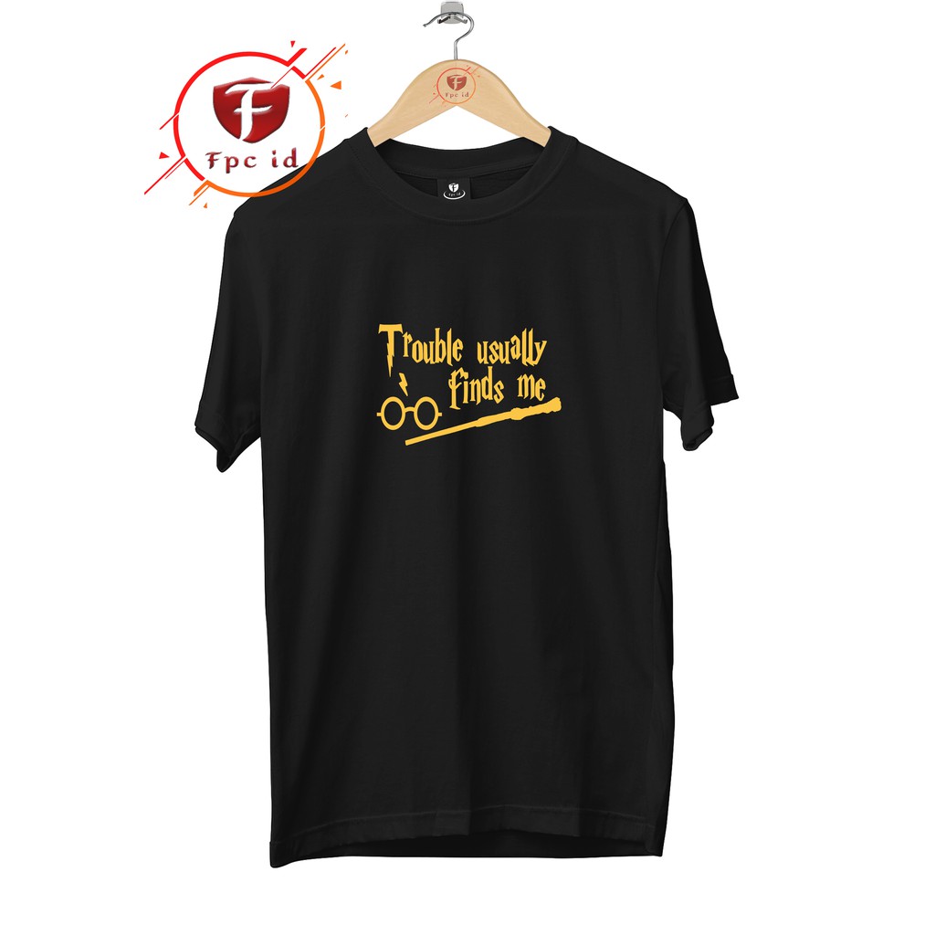 Kaos Harry Potter Trouble Original Cotton Combed 30s Pakaian Distro Jumbo Pilihan Favorit