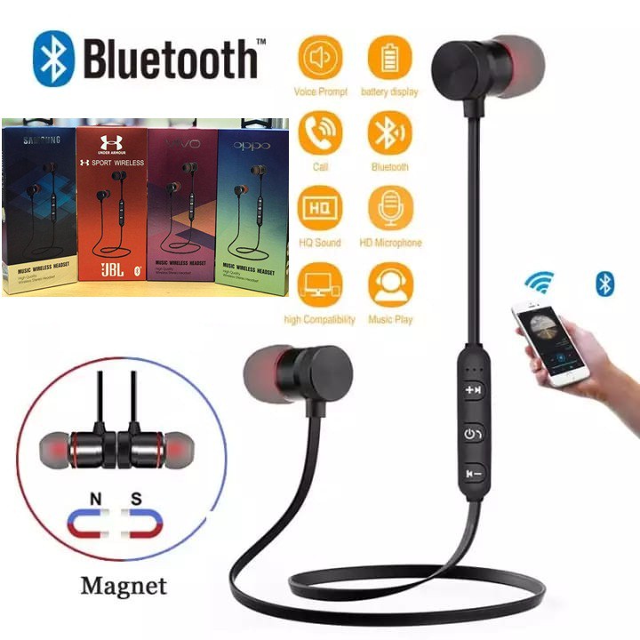 HEADSET BLUETOOTH MAGNET HEADSET HANDSFREE EARPHONE SUPER BASS