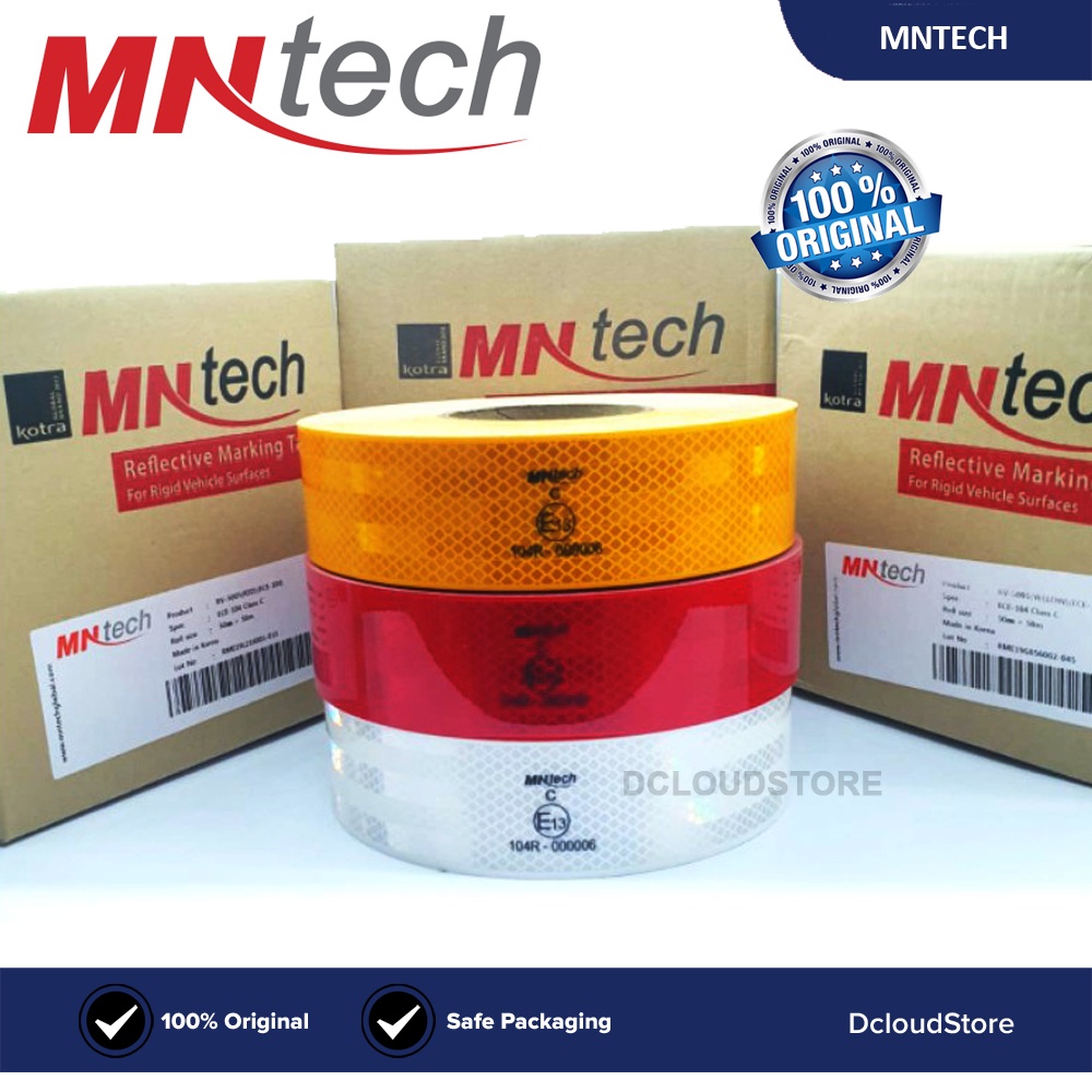 Stiker Reflektor Mobil Truk Uji Kir 2 inch Mntech Sticker Merah Kuning