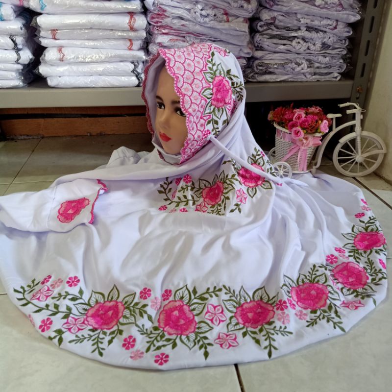 Mukena Anak Tanggung(SMP)Model Terusan Bordir(PRODUKSI SENDIRI)