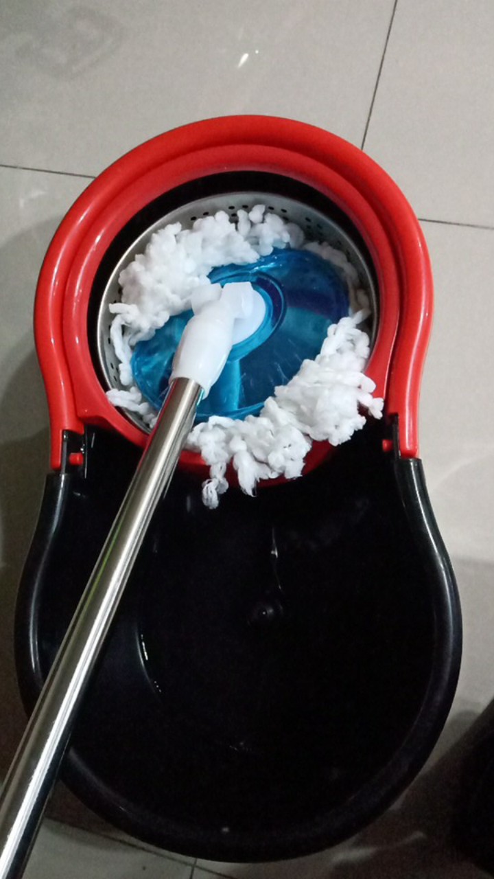 Bayar Ditempat-spin Mop Stainless Steel/kain Pel Praktis Tanpa Peres Tinggal Puter Naik Turun-murah