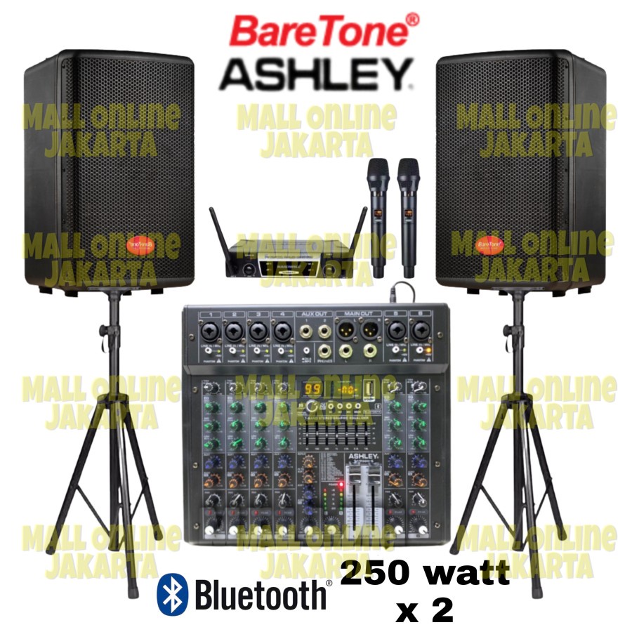 Paket Sound system baretone 12 inch Max 12hd Mixer 6 channel samson6