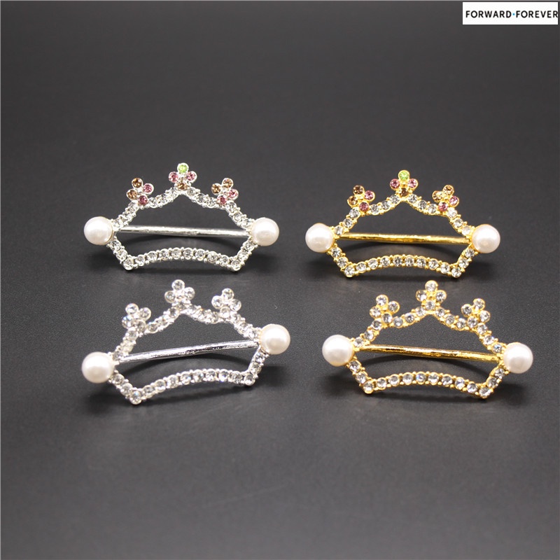 Bros Bentuk Mahkota Bahan Alloy Dengan Mutiara Untuk Scarf M40248