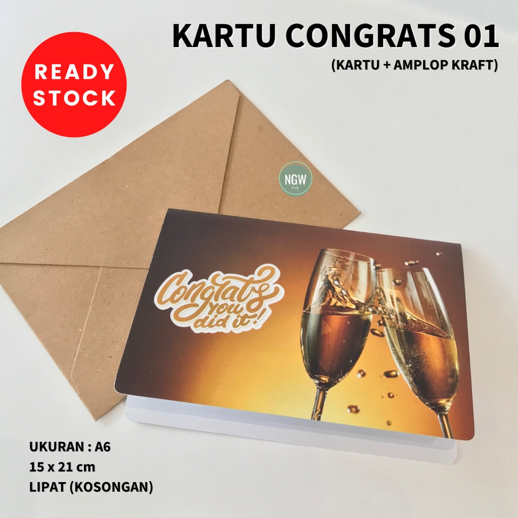 Kartu ucapan congratulations congrats selamat A6 + ample Kraft