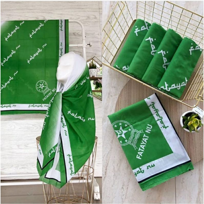 (Bisa Cod) Hijab Fatayat NU / Hijab voal motif Fatayat NU / hijab segiempat Fatayat NU / hijab Nahdl