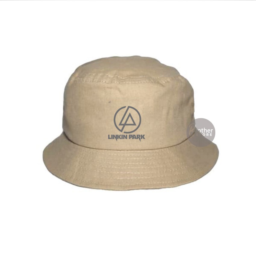 Topi Bucket - Topi Gunung - Topi Pendaki - Logo Linkin Park Text Abu Abu