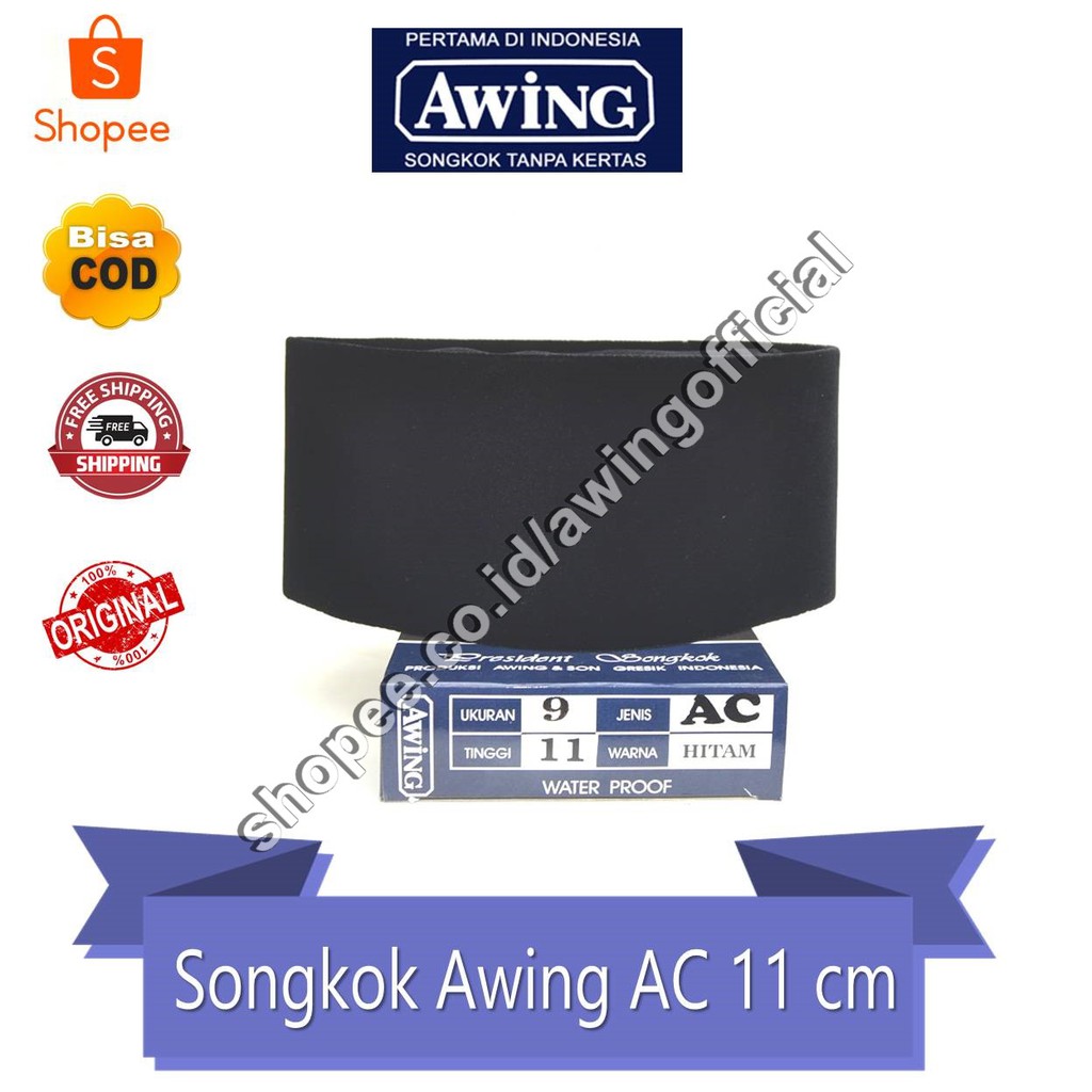 Songkok Awing Hitam AC Tinggi 11cm Kopiah Awing Official Asli