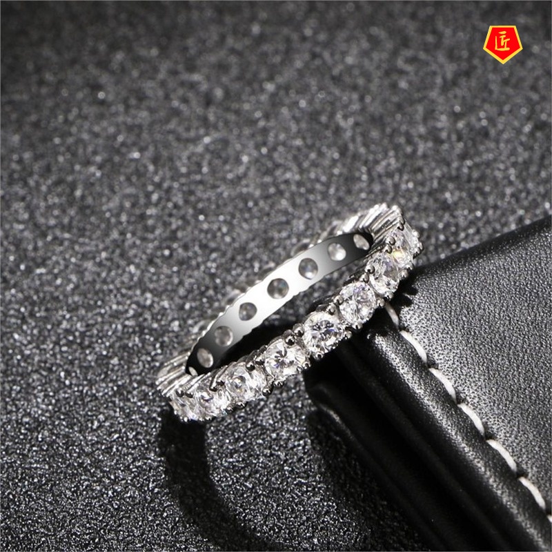 [Ready Stock]Fashion Single Row Full Diamond Ring Female Simple Personality