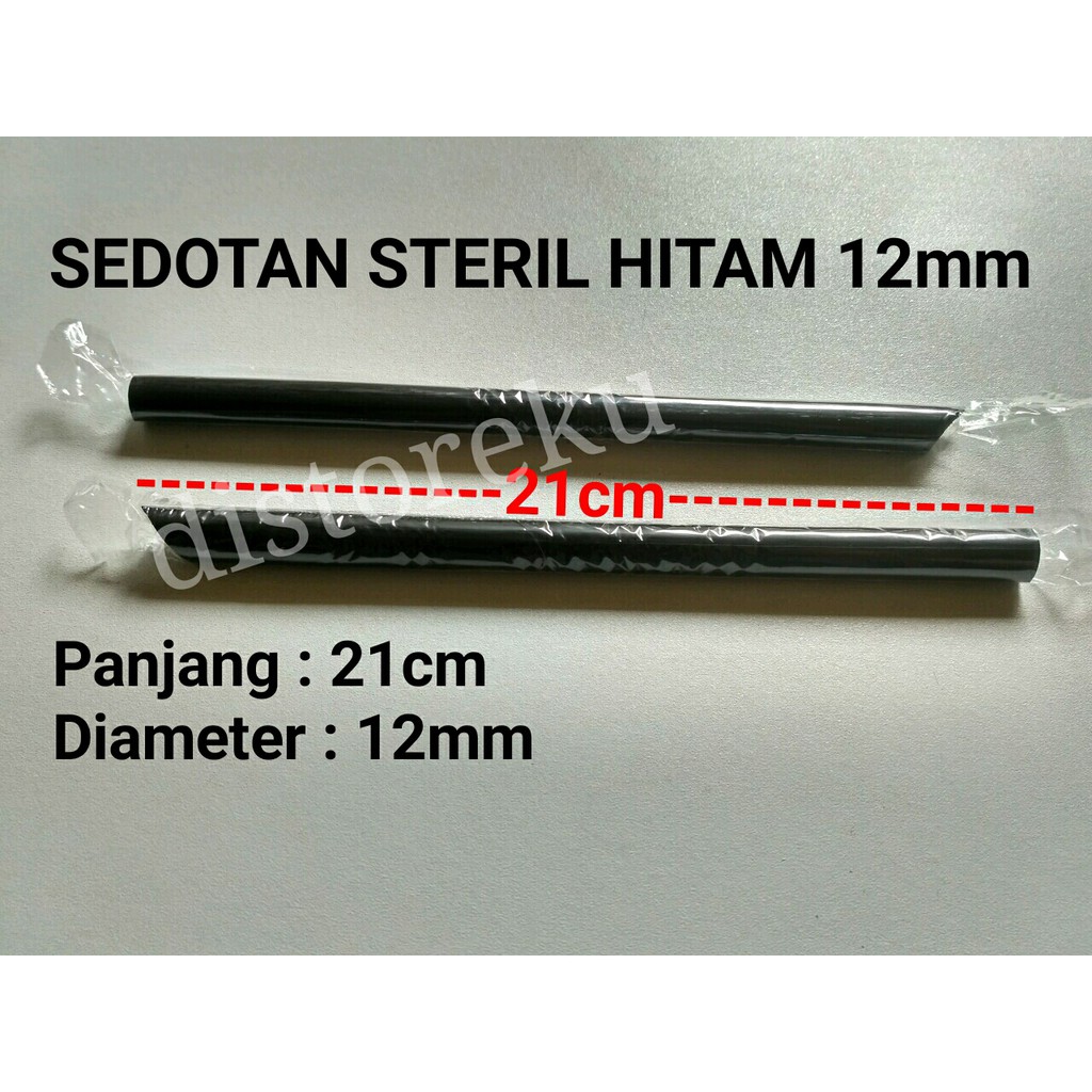 250btg SEDOTAN STERIL HITAM HIGIENIS BUNGKUS PLASTIK 12MM POP ICE BUBBLE BOBA 21cm