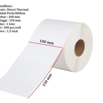 

Best! Sticker Kertas Thermal / Termal Kertas Label Bare 100x150 Direct