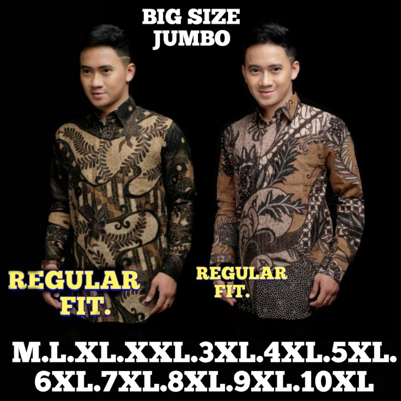 KEMEJA BATIK PRIA LENGAN PANJANG BIG SIZE JUMBO M.L.XL.XXL.3XL.4XL.5XL.6XL.7XL.8XL.9XL.10XL