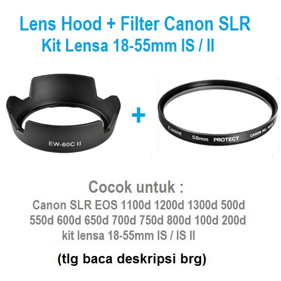 Pomya Camera Lens Hood EW-60CⅡ Camera Mount Lens Hood for Canon EF-S 18-55mm f 3.5-5.6 II Lens 