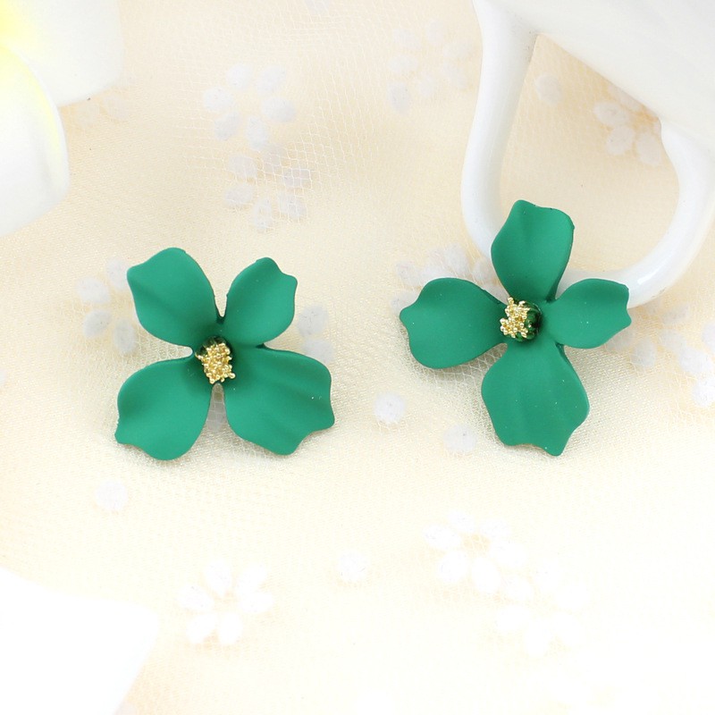 [COD] Anting Tusuk Motif Bunga Aksesoris Fashion Anting Wanita-Hijau