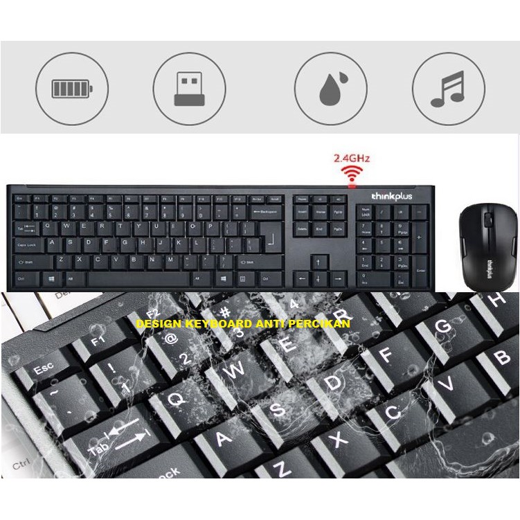 Mouse dan Keyboard Lenovo Thinkplus Thinkpad Wireless EC200 Original