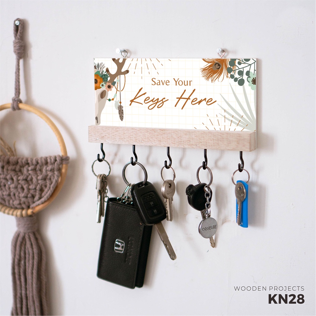 Wooden Projects Tempat Gantungan Kunci Dekorasi Perlengkapan Organizer Wall Decor Hiasan Dinding Rum