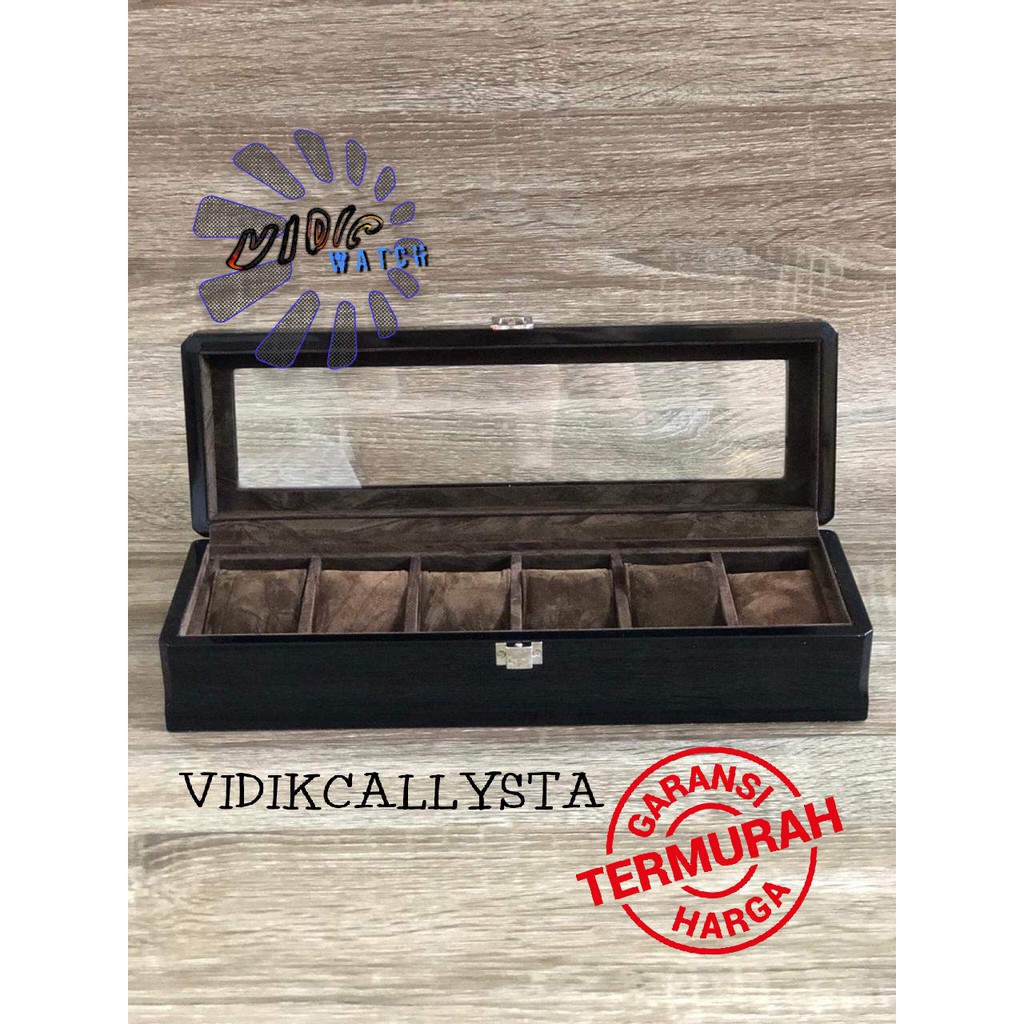 BOX BOK KOTAK JAM TANGAN KAYU ISI 6 PREMIUM EXCLUSIVE 583C