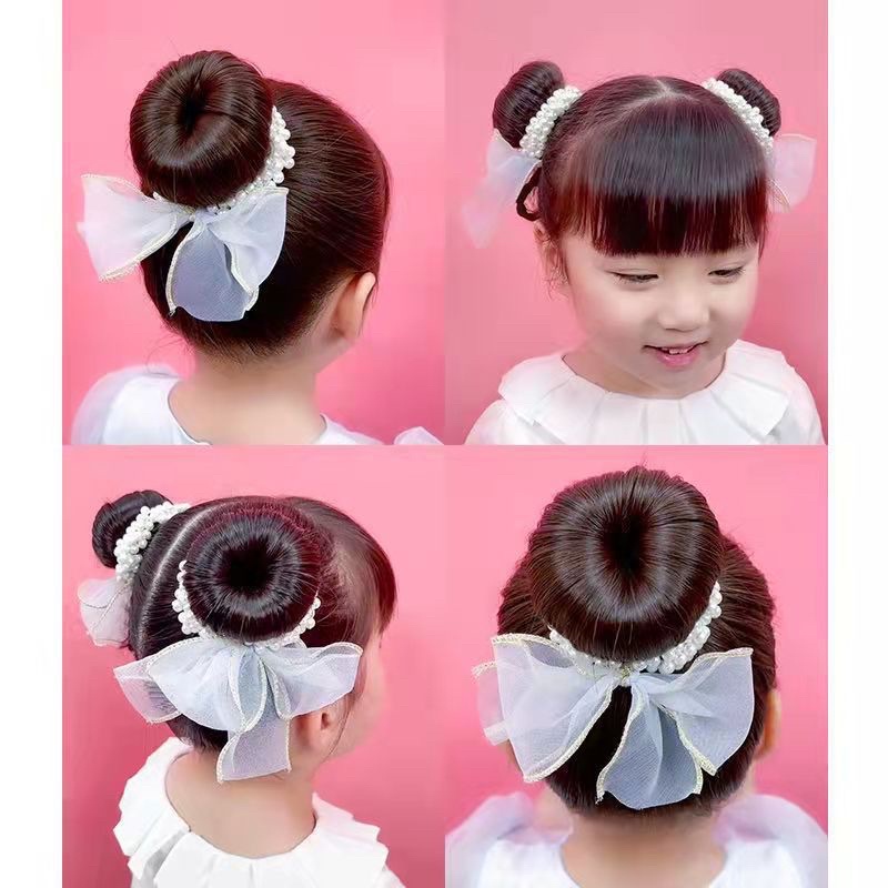 DELUNASHOP JEPIT RAMBUT KOREA ANAK PEREMPUAN PITA PANJANG MULTICOLOR AKSESORIS IKAT RAMBUT WANIT ANAK MUTIARA DONAT RAIBROW KARET DONAT