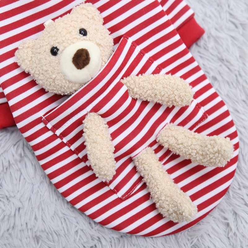 TAKE ME WITH YOU BEAR RED STRIPE (boneka bisa di lepas)