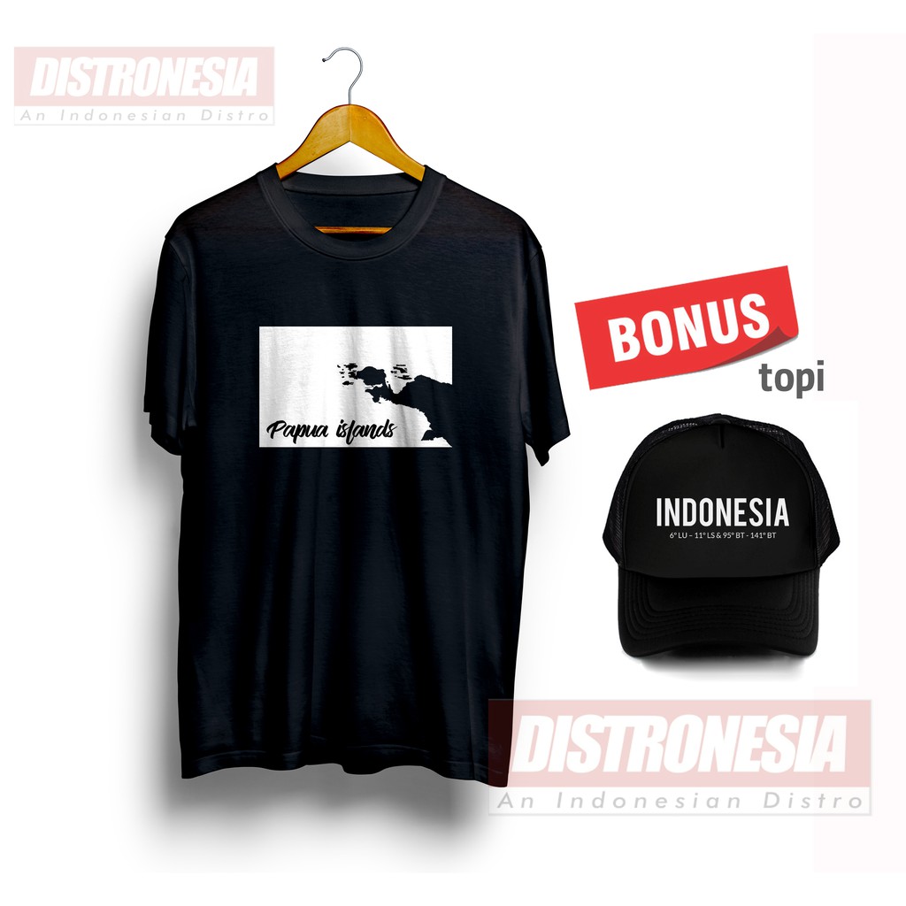 Baju Kaos Papua island Bonus Topi Indonesia peta pulau papua jayapura wamena sorong manowari mimika