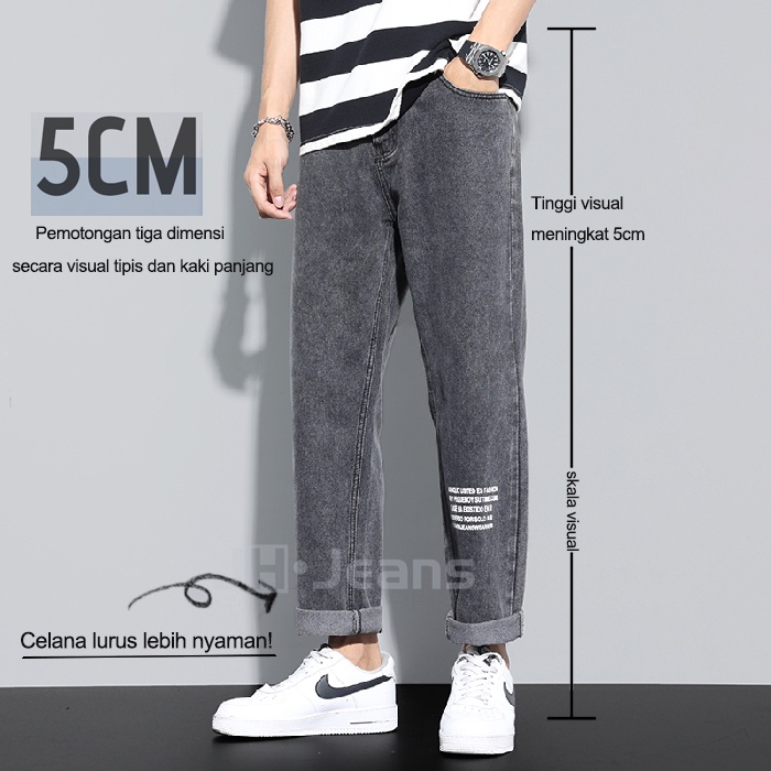 Celana jeans pria korean style celana panjang pria kulot jeans hitam celana panjang oversize loose straight jeans fashion pria celana cutbray baggy pants boyfriend jeans2023