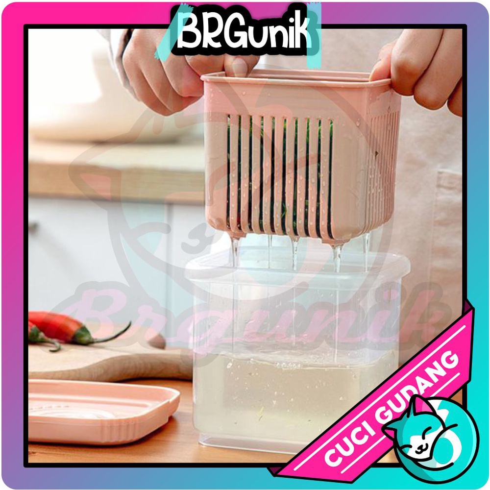 BRGUNIK Food Container Kotak Tempat Makan Toples Plastik Saringan C001