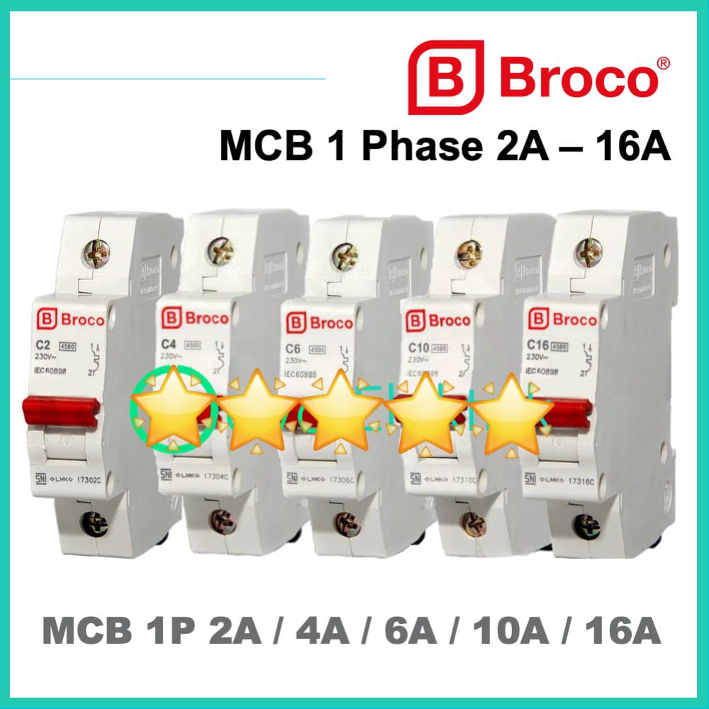 MCB BROCO 1 PHASE 230V 2A/4A/6A/10A/16A 4500W