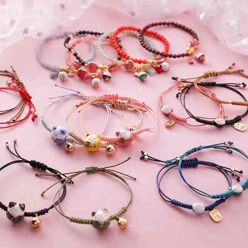 Jual Gelang Tangan Fashion Small Cat Weaving Lucky Cat Tassel Bracelet