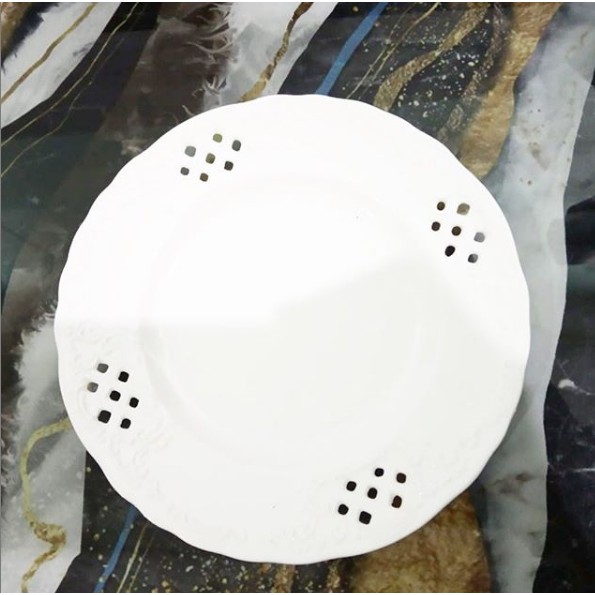 PLATE MINI CANTIK KERAMIK PUTIH/PIRING SAJI KERAMIK IMPOR/COASTER KERAMIK