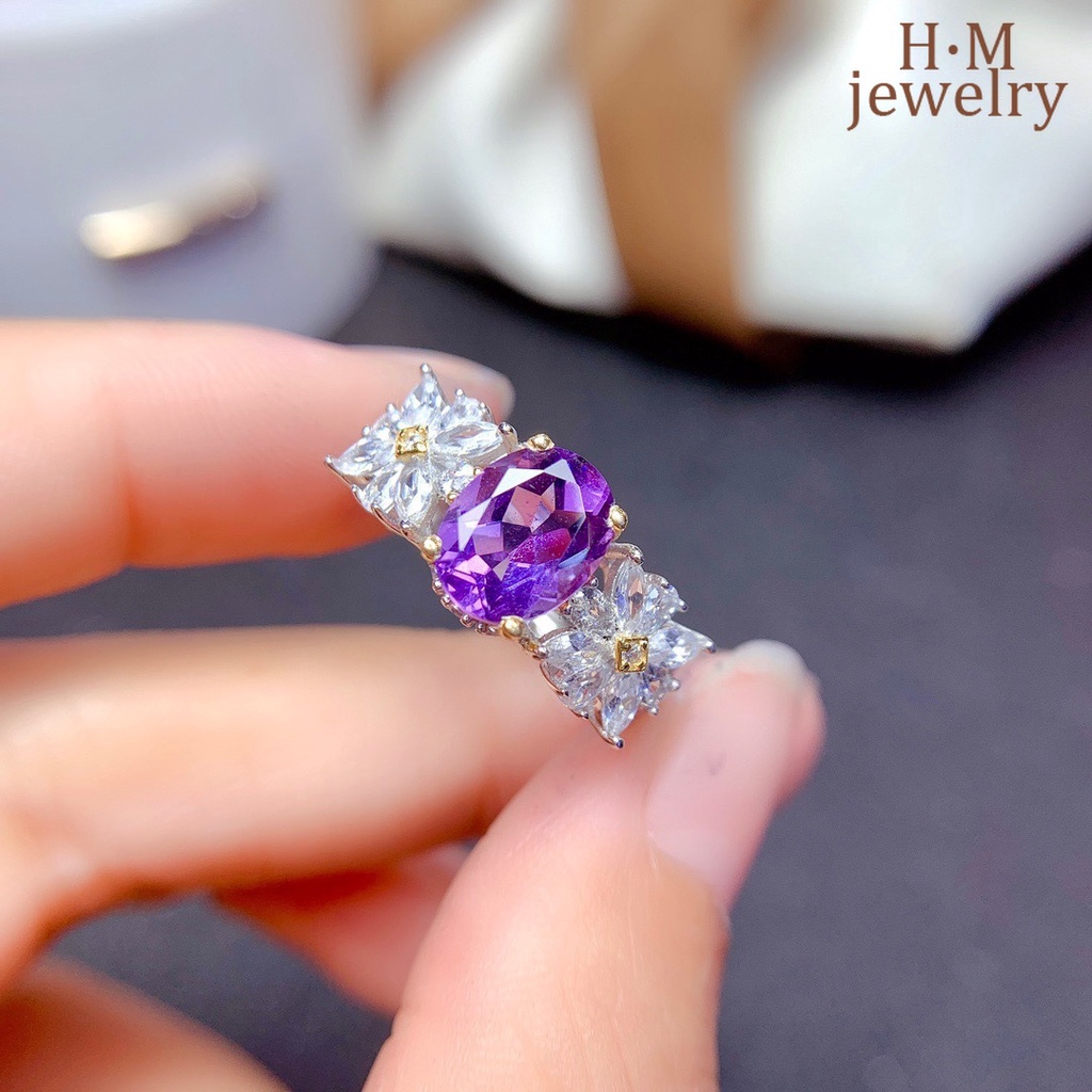 Cincin Desain Daisy Amethyst Natural