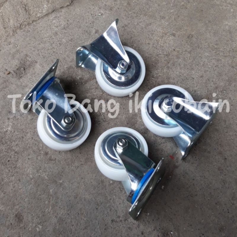 Roda Troli 3 inch Nylon Putih Roda Etalase 3 inch