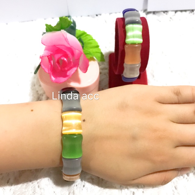 gelang permata kucing warna warni