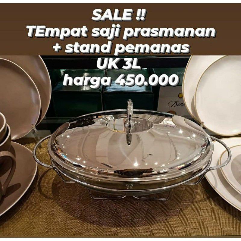 tempat saji prasmanan+stand pemanas/appetite casserole warmer/prasmanan set informa