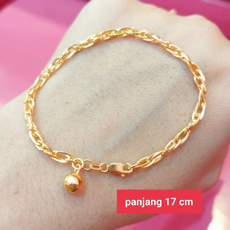 GELANG RANTAI DEWASA PERAK ASLI 925 LAPIS EMAS