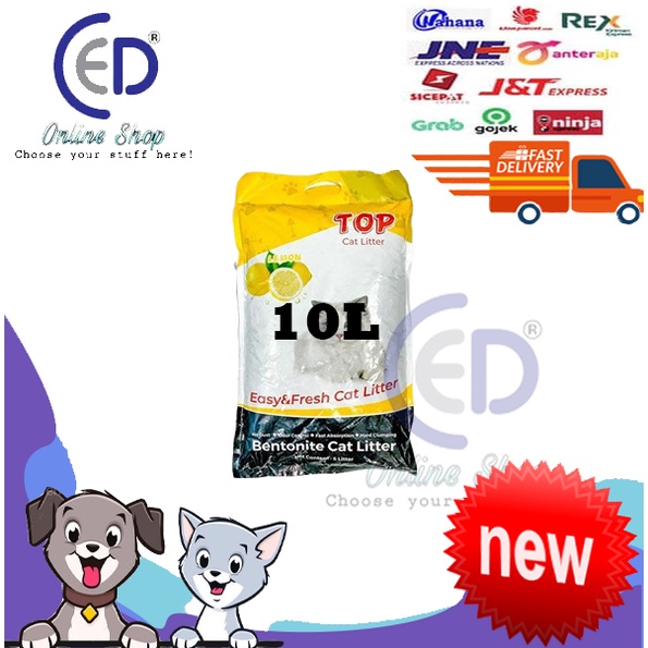 PASIR KUCING GUMPAL WANGI TOP CAT LITTER 10L ( VIA GOSEND &amp; GRAB )