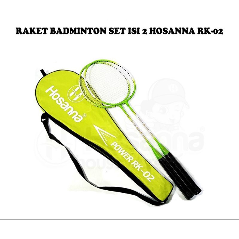 RAKET BULU TANGKIS RAKET BADMINTON SET ISI 2 HOSANNA RK-02