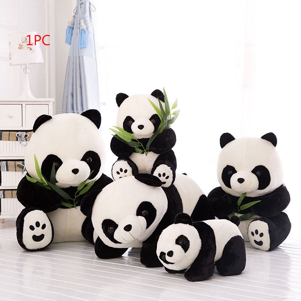 Mainan Boneka Panda Bahan Plush Lembut Ukuran 9 / 10 / 12 / 16cm untuk Bayi / Anak
