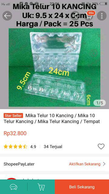 Mika Telur 10 Kancing / Mika 10 Telur Kancing / Mika Telur Kancing / Tempat Telur Plastik Kancing