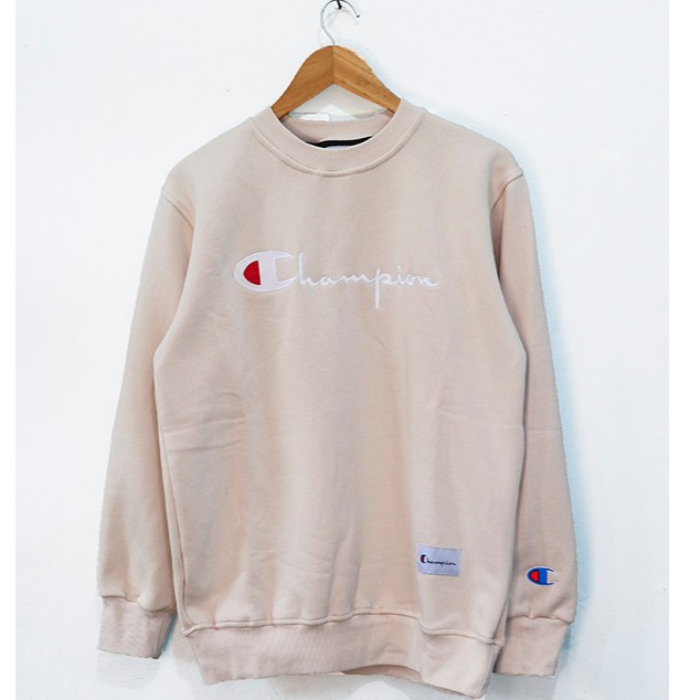 Crewneck Sweater Champion Premium-Cream tulisan
