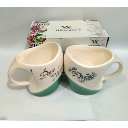 Mug Couple Keramik Gelas Cangkir Papa Mama JINNY (1 Set 2 biji)