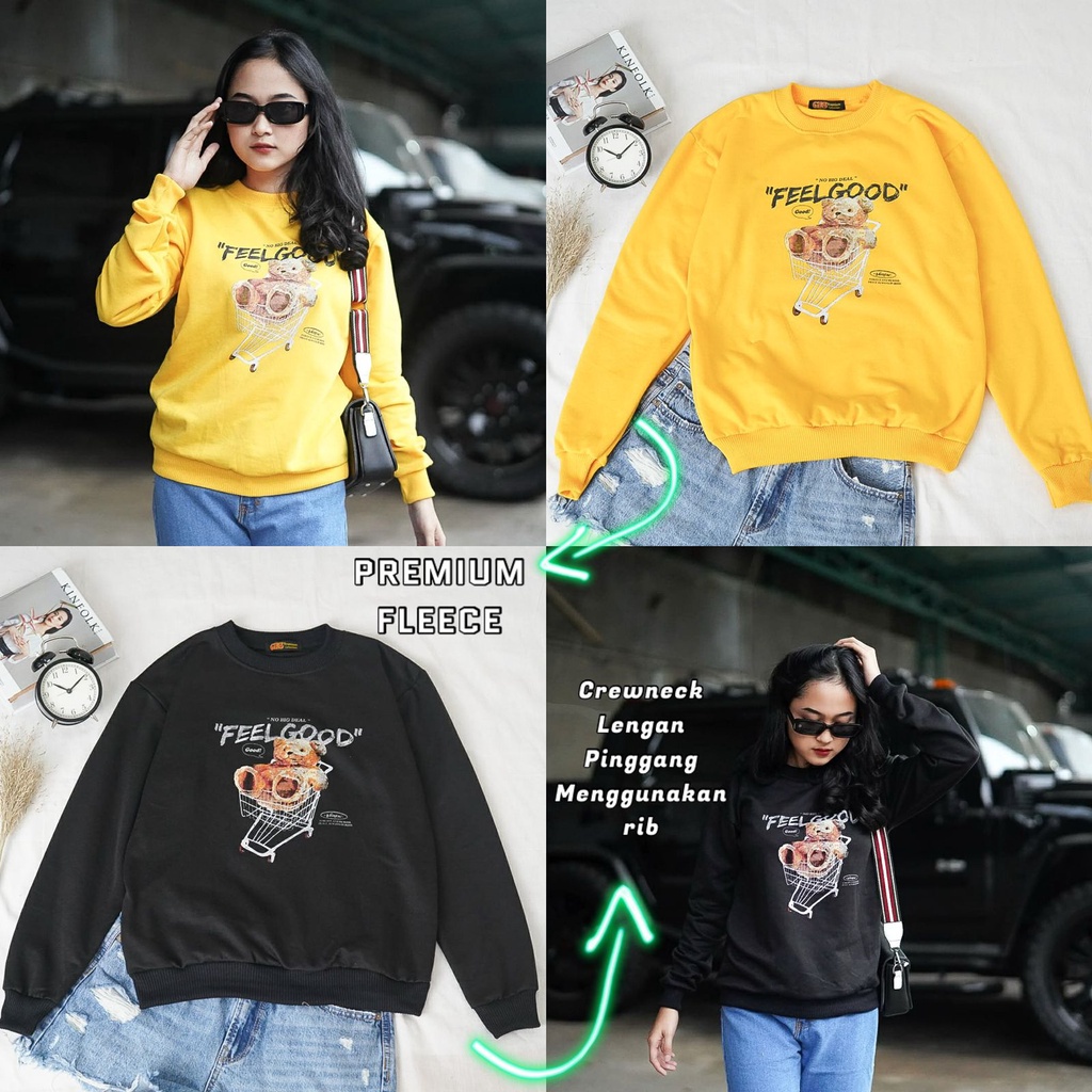 BEFAST - ZFS OOTD Wanita Sweater ADHIT / FLEECE SWEATER FG / Sweater Korean Style / Atasan Wanita Lengan Panjang / Sweater Motif / Sweater Wanita Remaja Terbaru / Termurah